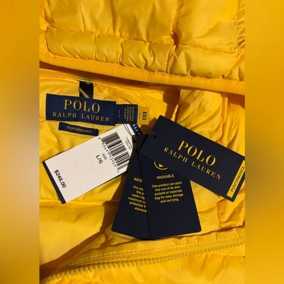 Polo Ralph Lauren 🔥 Men’s Yellow Hooded Packable Puffer Jacket Coat NWT - Picture 13 of 16